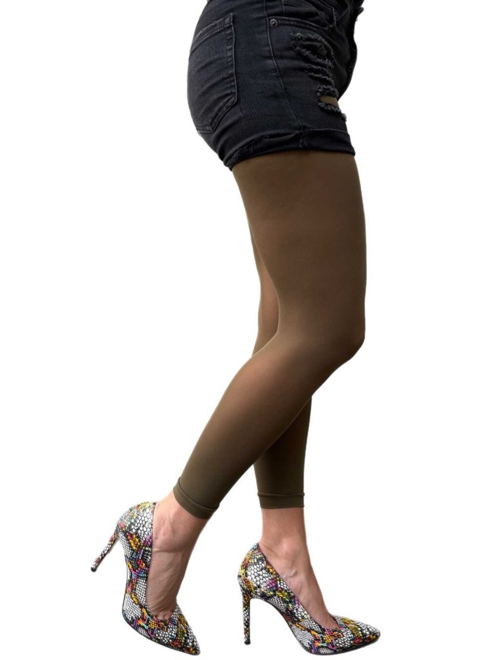 Olive Green Footless Tights